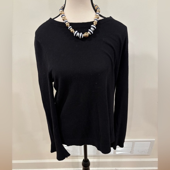 Talbots Women’s Black Ruffle Long Sleeve Wool Blend Sweater, size large - Picture 1 of 11